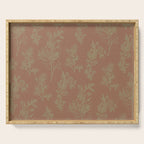 Botanical Cottage Woven Look Pattern in Mocha Brown and Sage Green Serving Tray Gallery Image 1