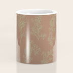 Botanical Cottage Woven Look Pattern in Mocha Brown and Sage Green Coffee Mug Gallery Image 4