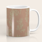 Botanical Cottage Woven Look Pattern in Mocha Brown and Sage Green Coffee Mug Gallery Image 1