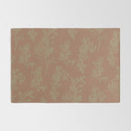 Botanical Cottage Woven Look Pattern in Mocha Brown and Sage Green Rug Gallery Image 2