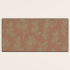 Botanical Cottage Woven Look Pattern in Mocha Brown and Sage Green Desk Mat Gallery Image 3
