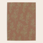 Botanical Cottage Woven Look Pattern in Mocha Brown and Sage Green Poster Gallery Image 4