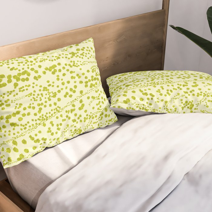 Abstract Ink Blot Strata Pattern in Wasabi Green Pillow Sham Gallery Image 2