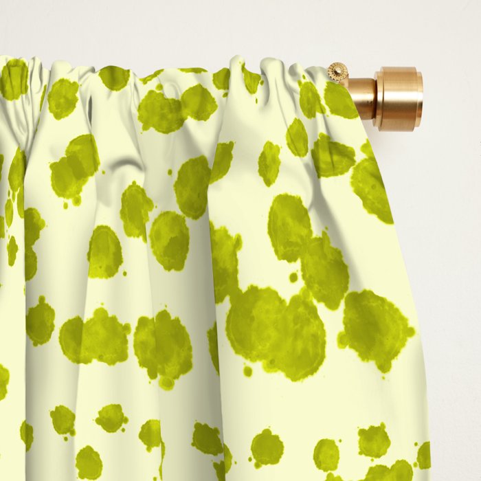 Abstract Ink Blot Strata Pattern in Wasabi Green Window Curtain Gallery Image 2