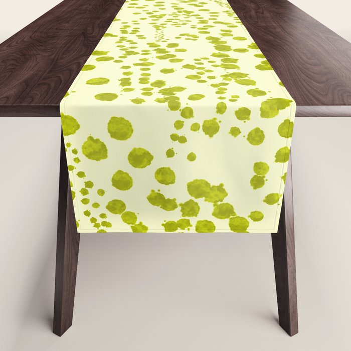 Abstract Ink Blot Strata Pattern in Wasabi Green Table Runner Gallery Image 1