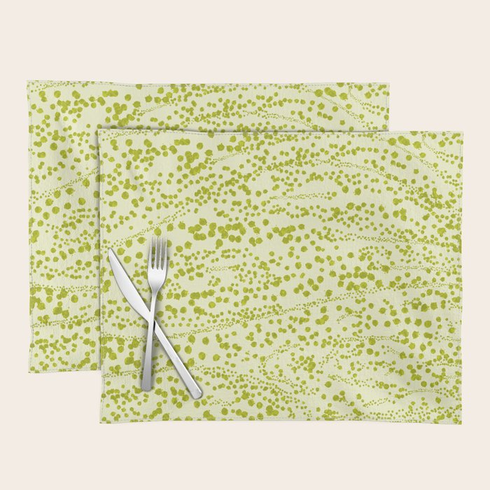 Abstract Ink Blot Strata Pattern in Wasabi Green Placemat Gallery Image 1