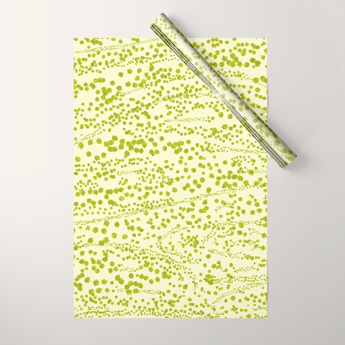 Abstract Ink Blot Strata Pattern in Wasabi Green Wrapping Paper Gallery Image 1