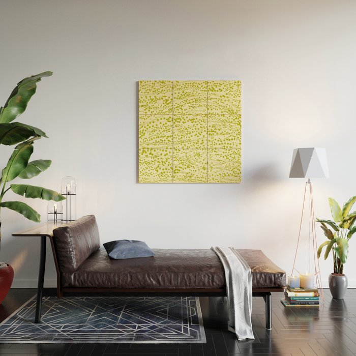 Abstract Ink Blot Strata Pattern in Wasabi Green Wood Wall Art Gallery Image 2