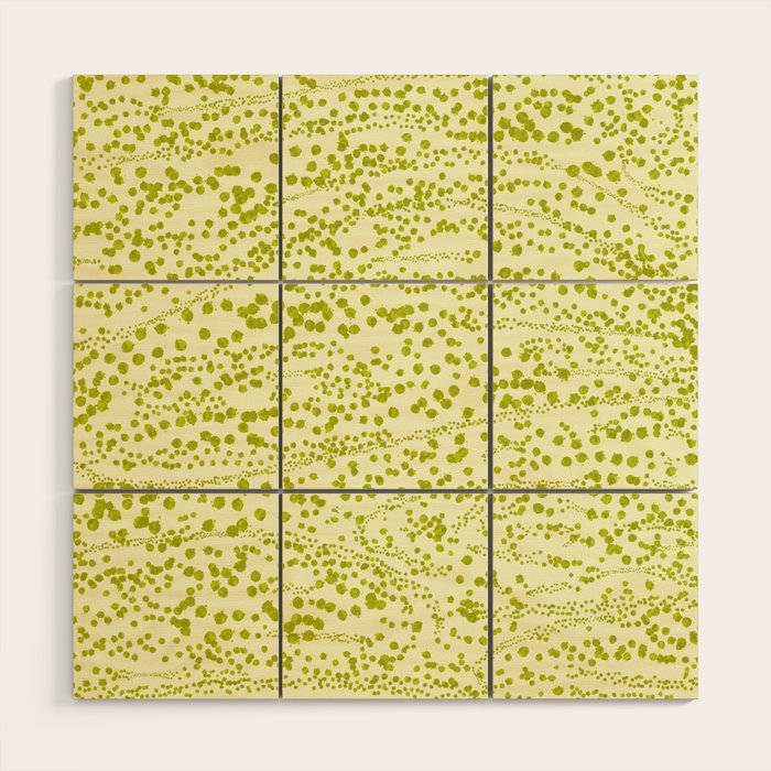 Abstract Ink Blot Strata Pattern in Wasabi Green Wood Wall Art Gallery Image 1