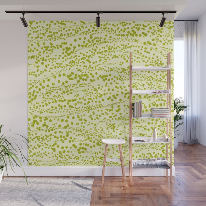 Abstract Ink Blot Strata Pattern in Wasabi Green Wall Mural Gallery Image 1