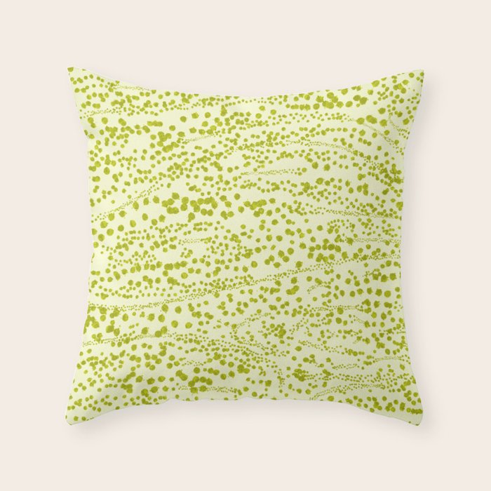Abstract Ink Blot Strata Pattern in Wasabi Green Throw Pillow Gallery Image 6