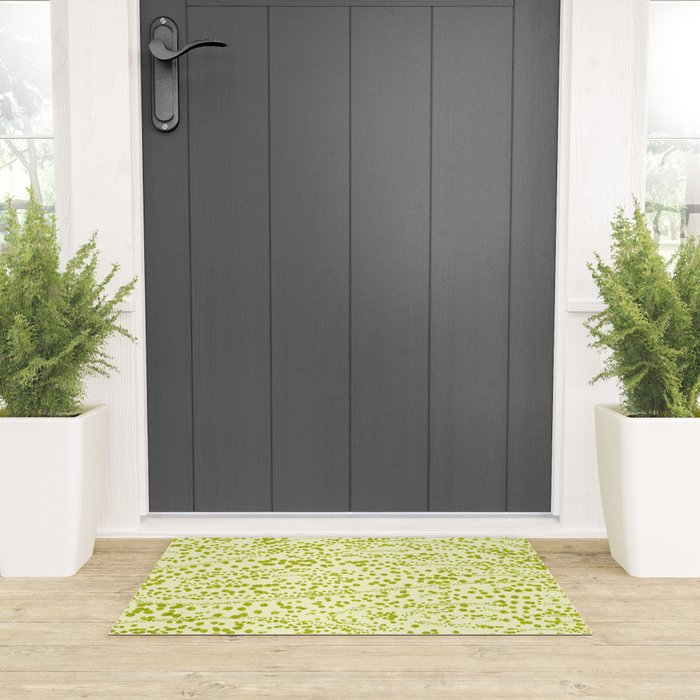 Abstract Ink Blot Strata Pattern in Wasabi Green Welcome Mat Gallery Image 3