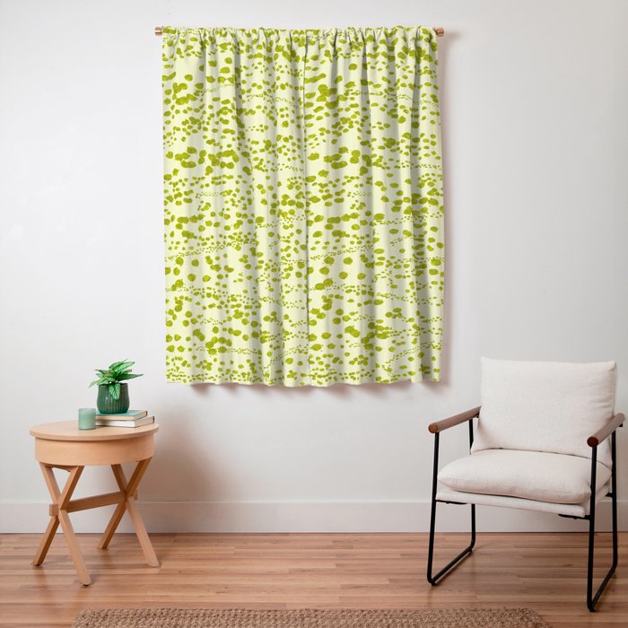 Abstract Ink Blot Strata Pattern in Wasabi Green Window Curtain Gallery Image 3