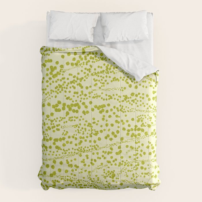 Abstract Ink Blot Strata Pattern in Wasabi Green Comforter Gallery Image 6