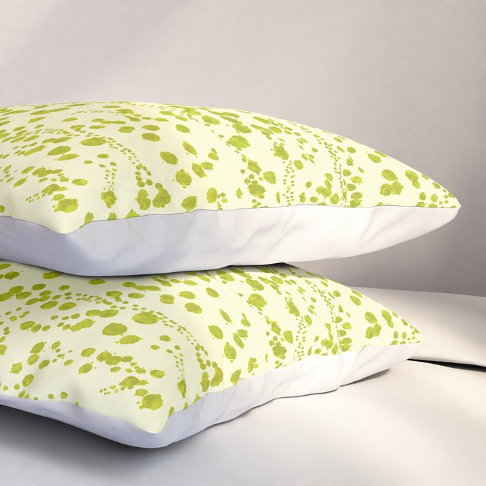 Abstract Ink Blot Strata Pattern in Wasabi Green Pillow Sham Gallery Image 3