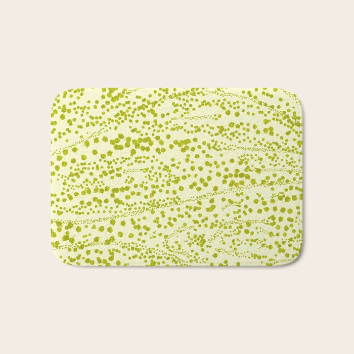 Abstract Ink Blot Strata Pattern in Wasabi Green Bath Mat Gallery Image 1