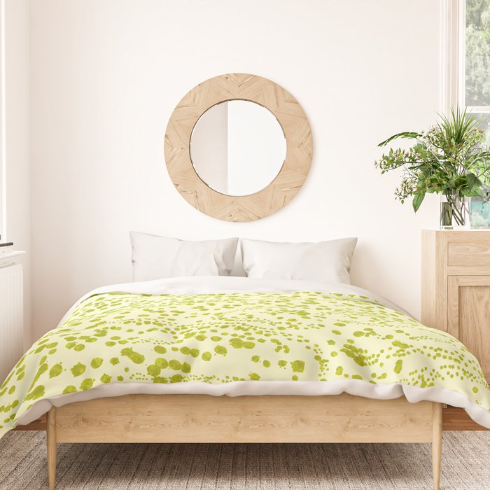 Abstract Ink Blot Strata Pattern in Wasabi Green Duvet Cover Gallery Image 3
