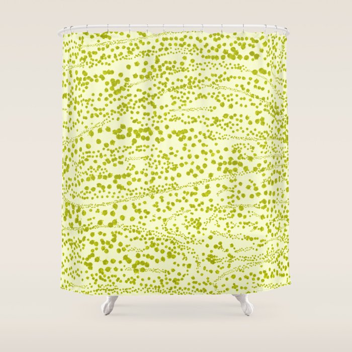 Abstract Ink Blot Strata Pattern in Wasabi Green Shower Curtain Gallery Image 1