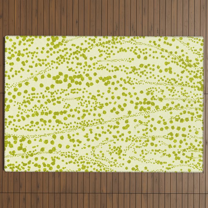 Abstract Ink Blot Strata Pattern in Wasabi Green Outdoor Rug Gallery Image 4