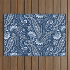 Blue indigo paisley Outdoor Rug Gallery Image 1