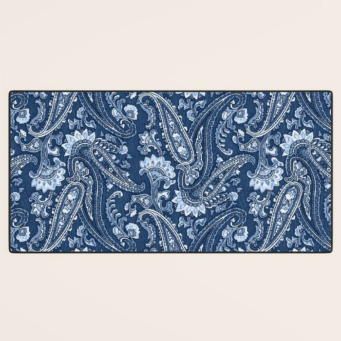 Blue indigo paisley Desk Mat Gallery Image 3