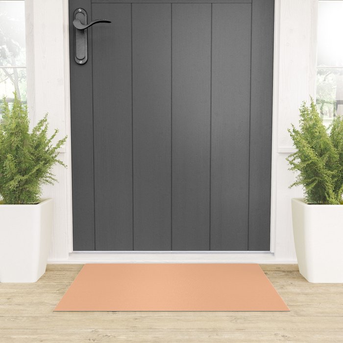 Peachy Apricot Solid Color Welcome Mat Gallery Image 3