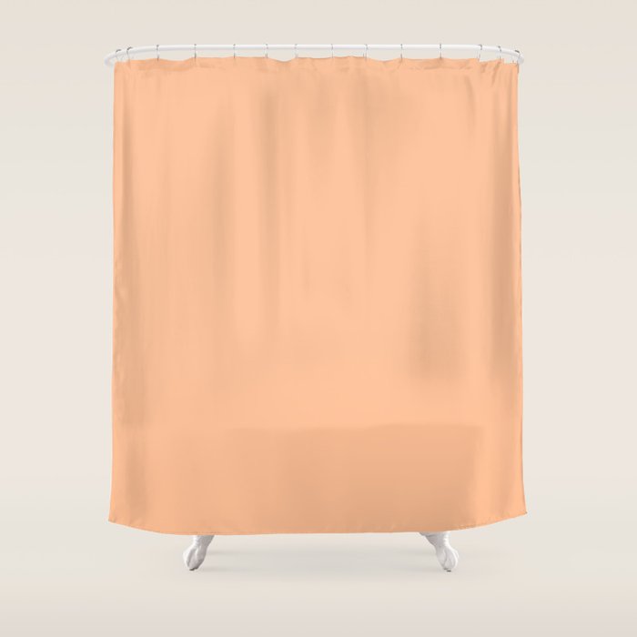 Peachy Apricot Solid Color Shower Curtain Gallery Image 1