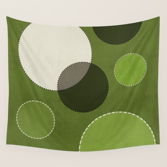 Green Chenille Polka Dots Wall Tapestry Gallery Image 4