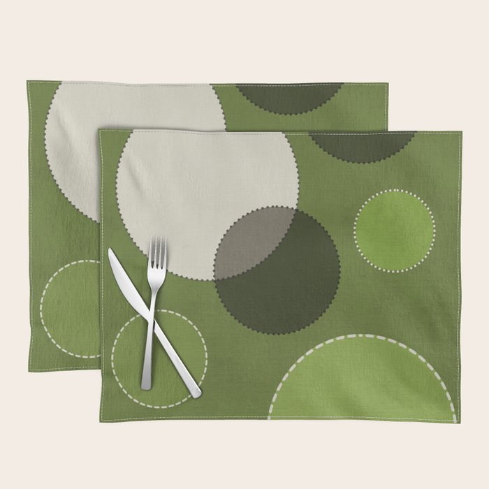 Green Chenille Polka Dots Placemat Gallery Image 1