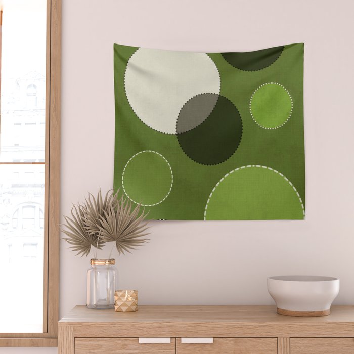 Green Chenille Polka Dots Wall Tapestry Gallery Image 2