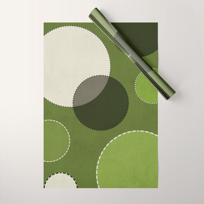 Green Chenille Polka Dots Wrapping Paper Gallery Image 1