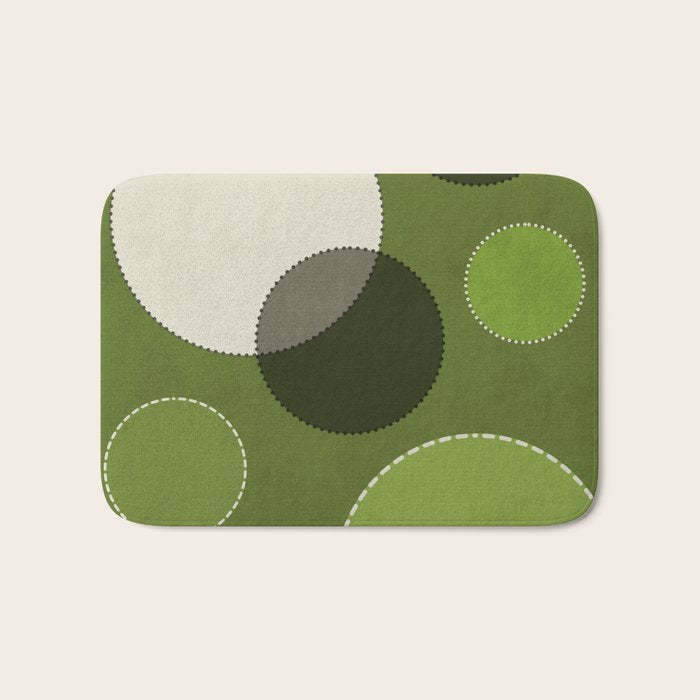 Green Chenille Polka Dots Bath Mat Gallery Image 1