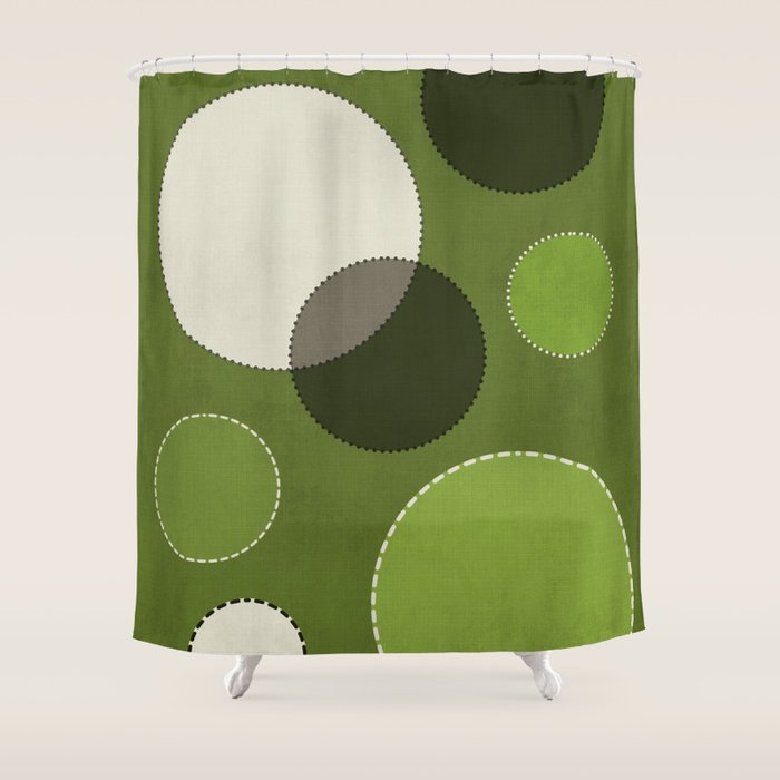 Green Chenille Polka Dots Shower Curtain Gallery Image 1