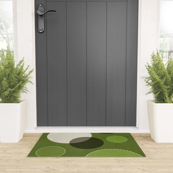 Green Chenille Polka Dots Welcome Mat Gallery Image 3