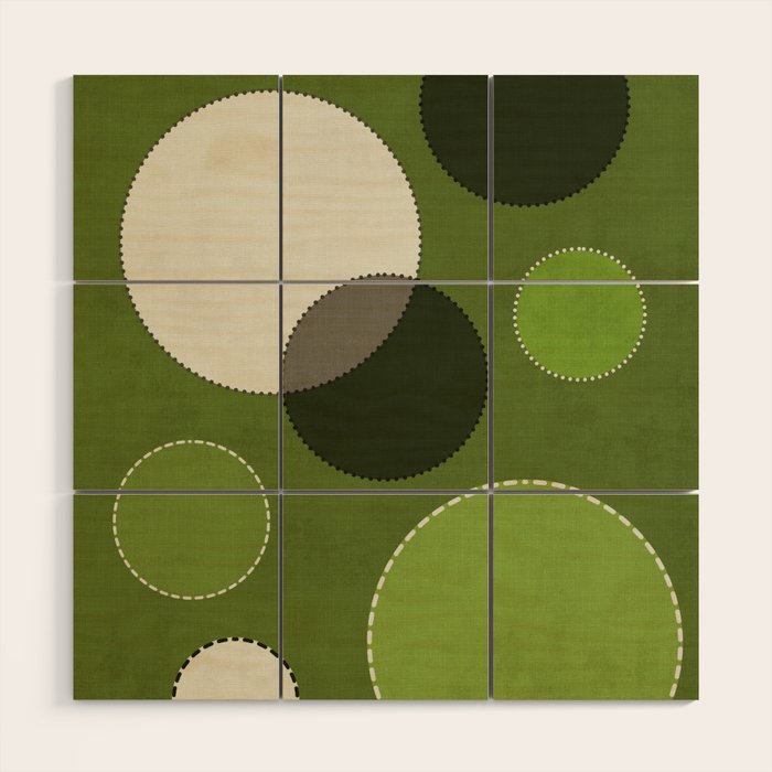 Green Chenille Polka Dots Wood Wall Art Gallery Image 1