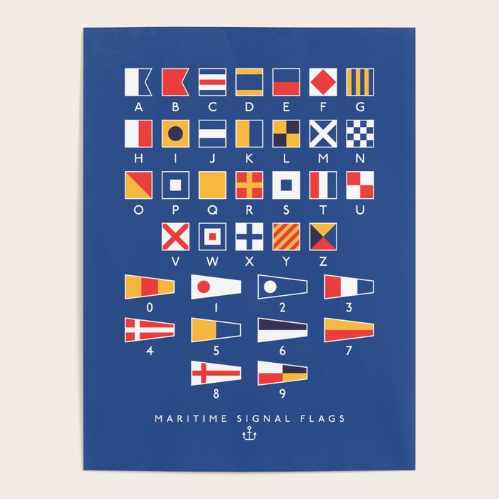 Maritime Nautical Signal Flags Chart - Navy Poster Gallery Image 1