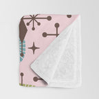 Retro Atomic Mid Century Pattern Pink Green Blue and Brown Throw Blanket Gallery Image 3