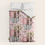 Retro Atomic Mid Century Pattern Pink Green Blue and Brown Comforter Gallery Image 6