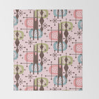 Retro Atomic Mid Century Pattern Pink Green Blue and Brown Throw Blanket Gallery Image 2