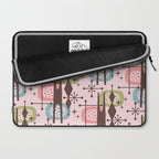 Retro Atomic Mid Century Pattern Pink Green Blue and Brown Laptop Sleeve Gallery Image 2