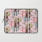Retro Atomic Mid Century Pattern Pink Green Blue and Brown Laptop Sleeve Gallery Image 1