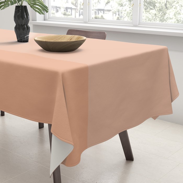 Peach Blush Banded Solid Tablecloth Gallery Image 3