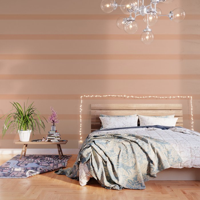 Peach Blush Banded Solid Wallpaper Gallery Image 1
