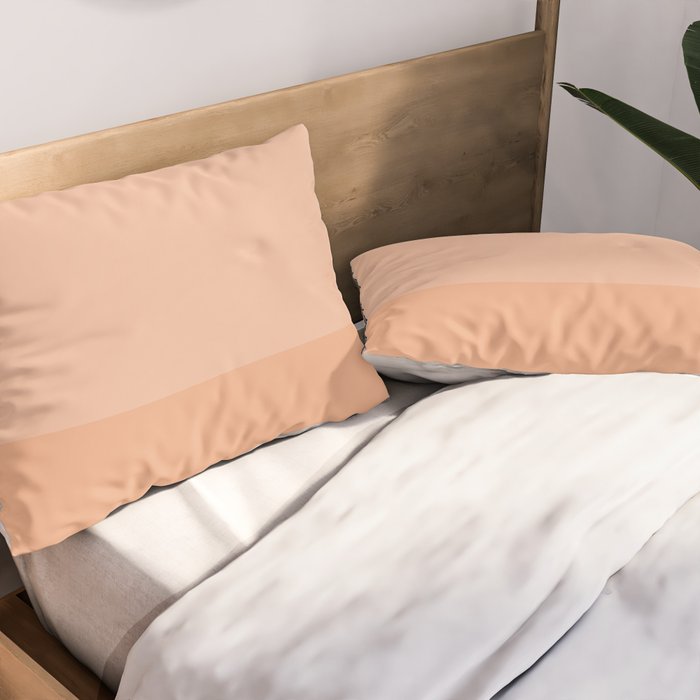 Peach Blush Banded Solid Pillow Sham Gallery Image 2