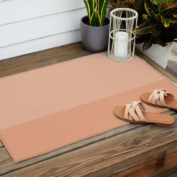 Peach Blush Banded Solid Outdoor Rug Gallery Image 2