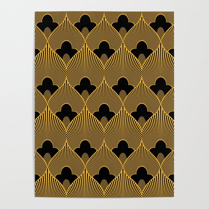 Art Deco Pattern in Gold and Jet Black Poster Gallery Image 1