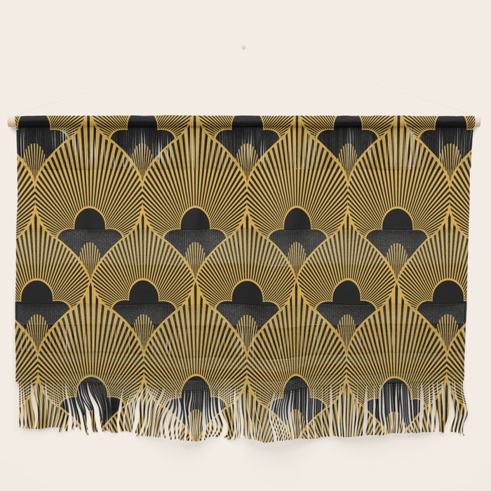 Art Deco Pattern in Gold and Jet Black Wall Hanging Gallery Image 1