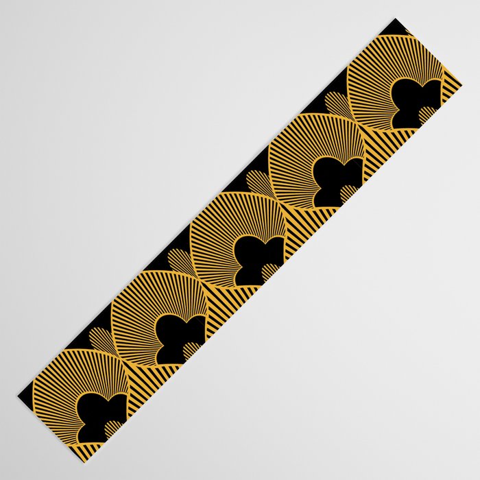 Art Deco Pattern in Gold and Jet Black Table Runner Gallery Image 3