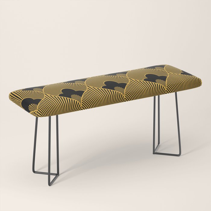 Art Deco Pattern in Gold and Jet Black Bench Gallery Image 1