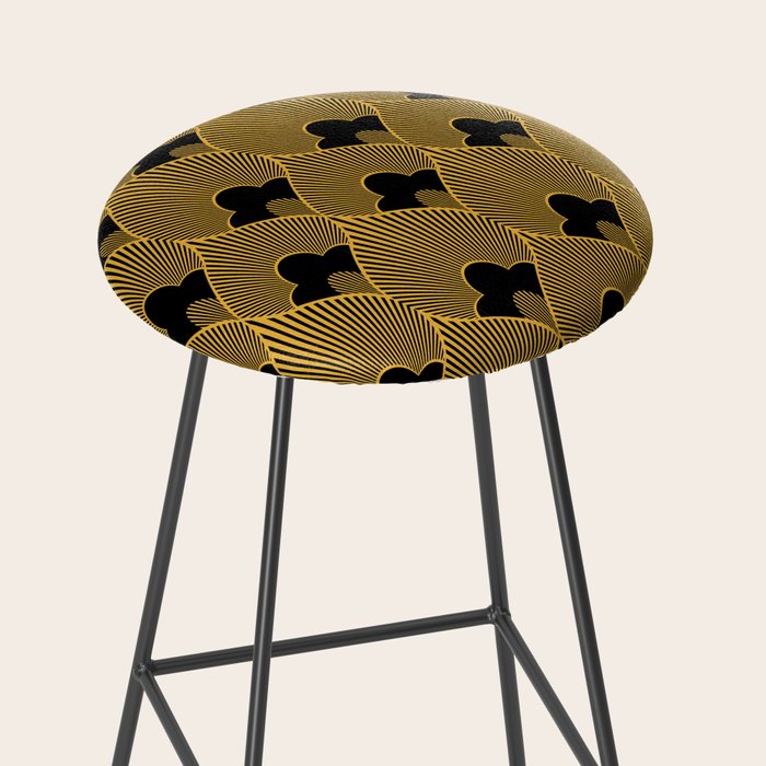 Art Deco Pattern in Gold and Jet Black Stool Gallery Image 2